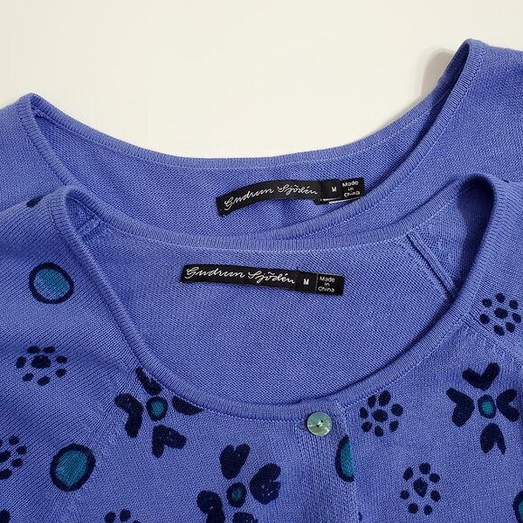 Gudrun Sjoden Womens 2 Piece Set Iris Tunic Dress Cardigan M Blue Floral Pockets - Picture 7 of 16